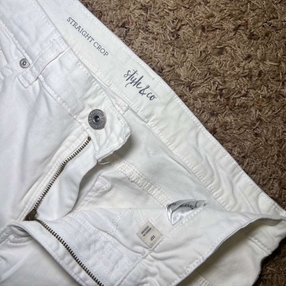 Style & Co White Straight Crop Jeans | Size 18P - Picture 2 of 4